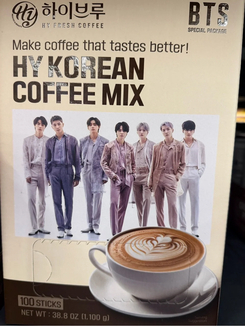 HY Korean Coffee Mix Instant Sticks - Cream (BTS Special Package) - Picture 1 of 6